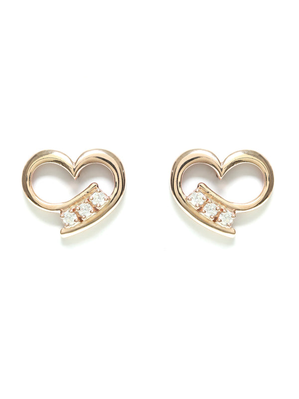 Women's Rose Gold Curled Heart Sterling Silver Studs - Priyaasi