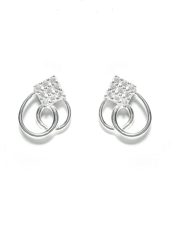 Women's Sterling Silver Cubic Zirconia Heart Studs - Priyaasi - Indiakreations