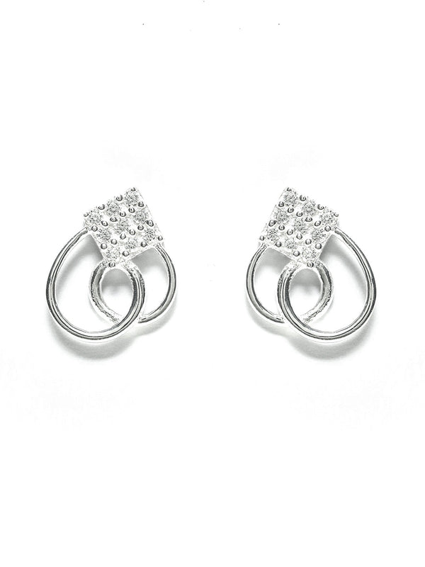 Women's Sterling Silver Cubic Zirconia Heart Studs - Priyaasi