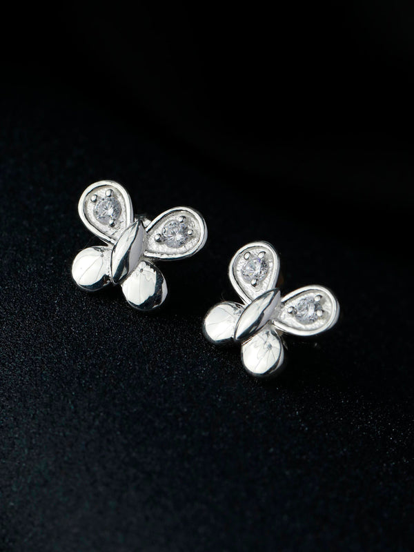 Women's Sterling Silver Sparkling Butterfly Studs - Priyaasi