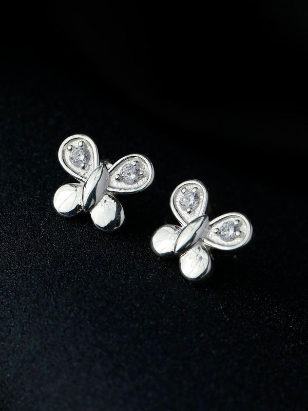 Women's Sterling Silver Sparkling Butterfly Studs - Priyaasi - Indiakreations