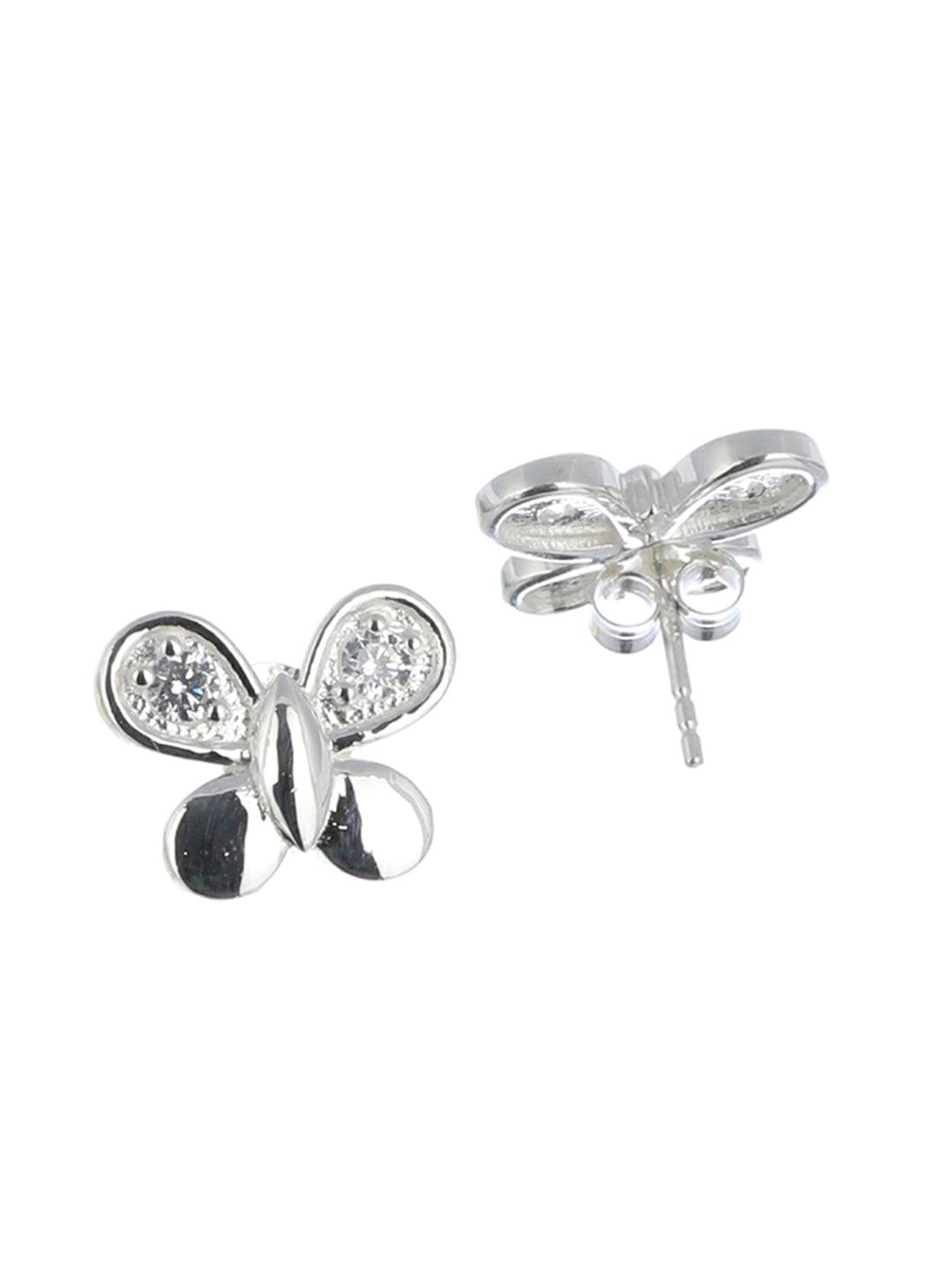 Women's Sterling Silver Sparkling Butterfly Studs - Priyaasi - Indiakreations