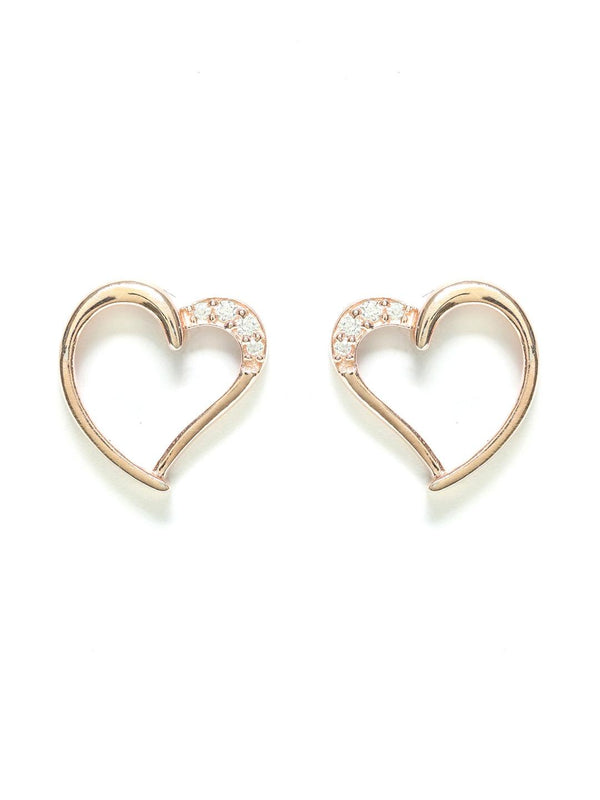 Women's Rose Gold Valentine Heart Sterling Silver Studs - Priyaasi - Indiakreations