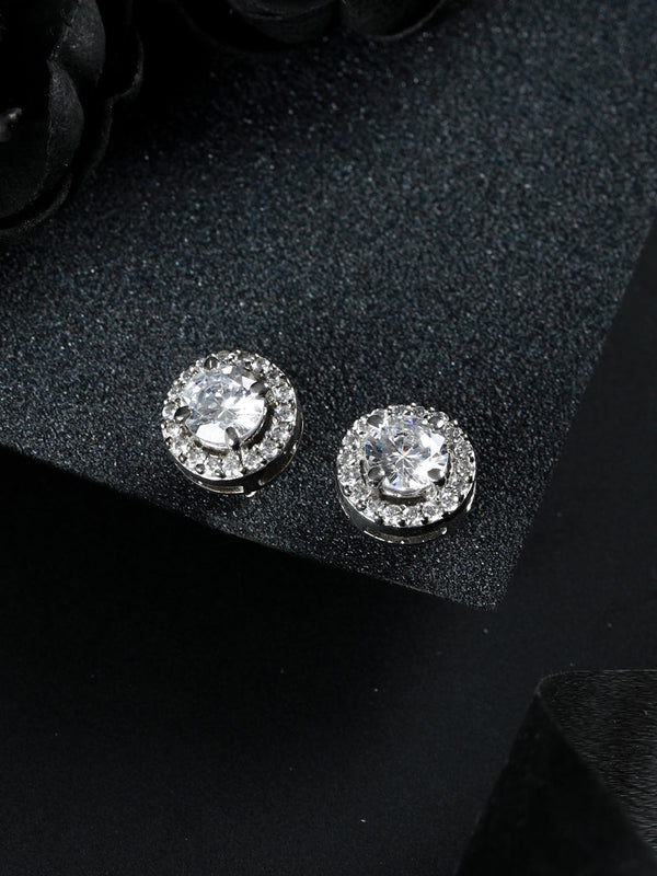 Women's Silver Solitaire Stud Earrings - Priyaasi