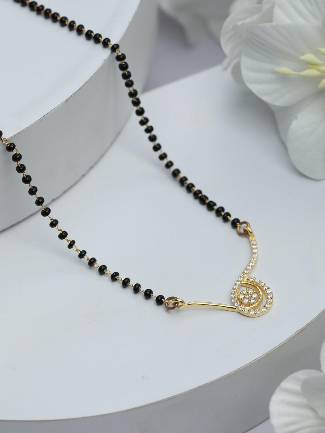 Women's Elegant Gold Plated American Diamond Sterling Silver Mangalsutra - Priyaasi - Indiakreations