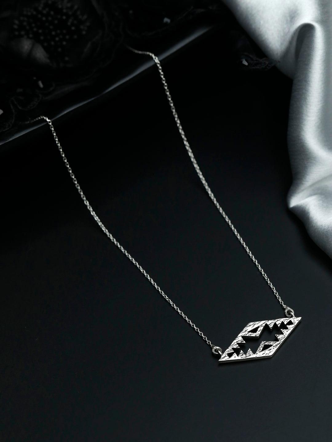 Women's Sterling Silver Geometric Necklace - Priyaasi - Indiakreations