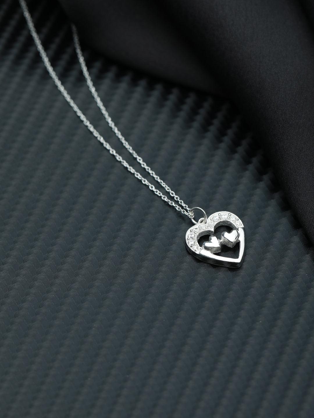 Women's Hearts in Heart Sterling Silver Necklace - Priyaasi - Indiakreations