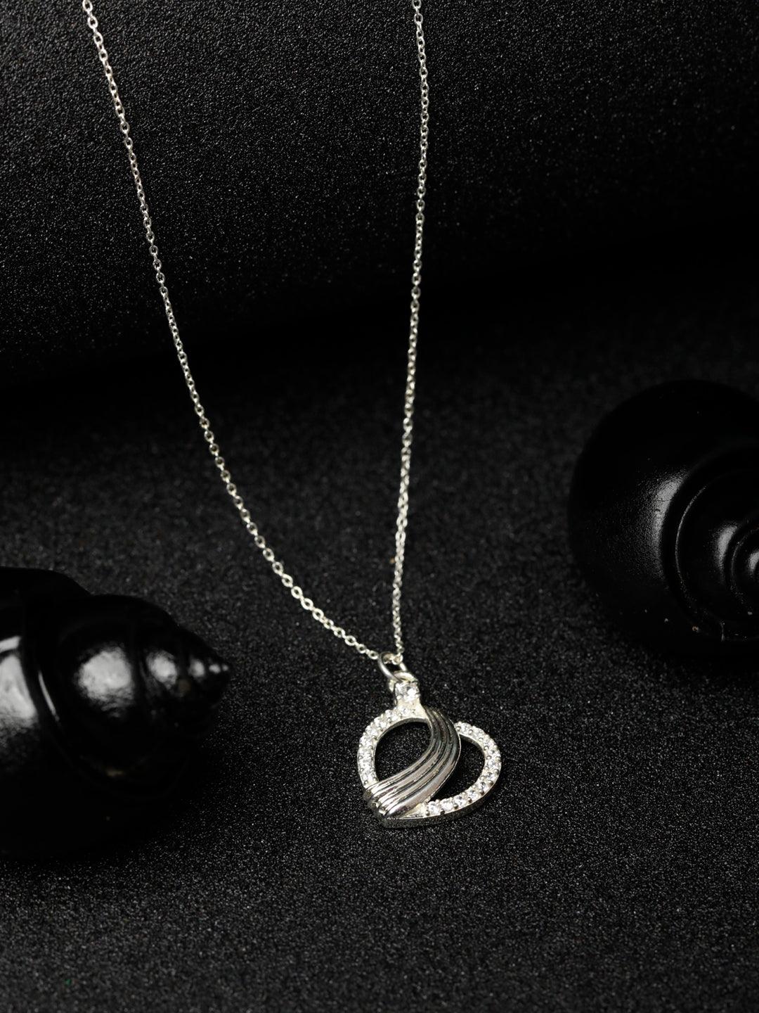 Women's Elegant Swirl Heart Sterling Silver Necklace - Priyaasi - Indiakreations