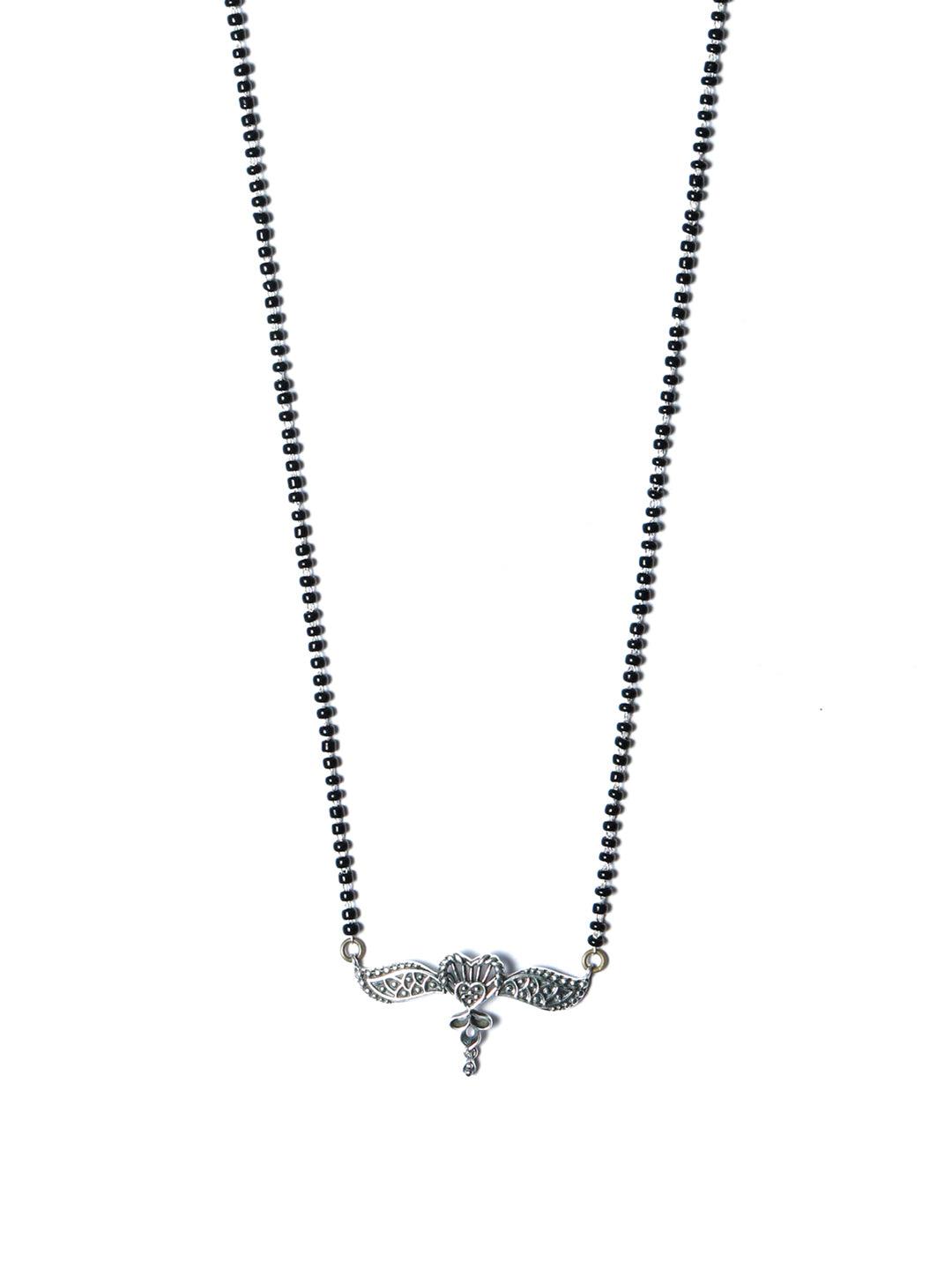 Women's Oxidised Silver Floral Heart Mangalsutra - Priyaasi - Indiakreations