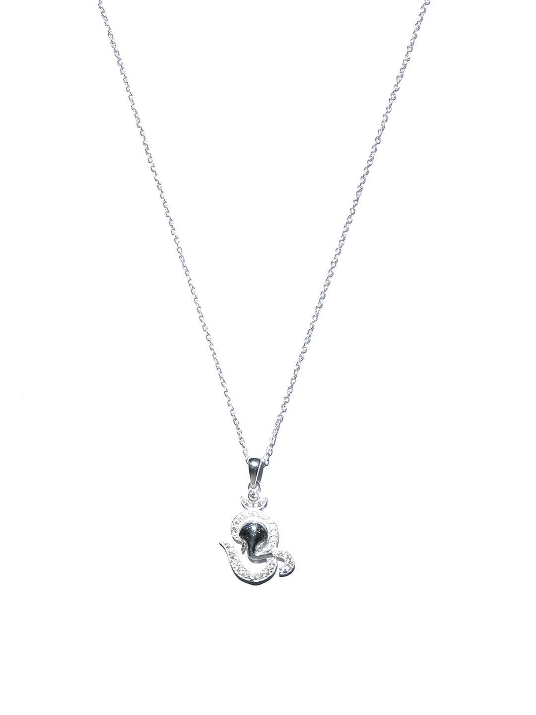 Women's OM Ganesha Sterling Silver Necklace - Priyaasi - Indiakreations