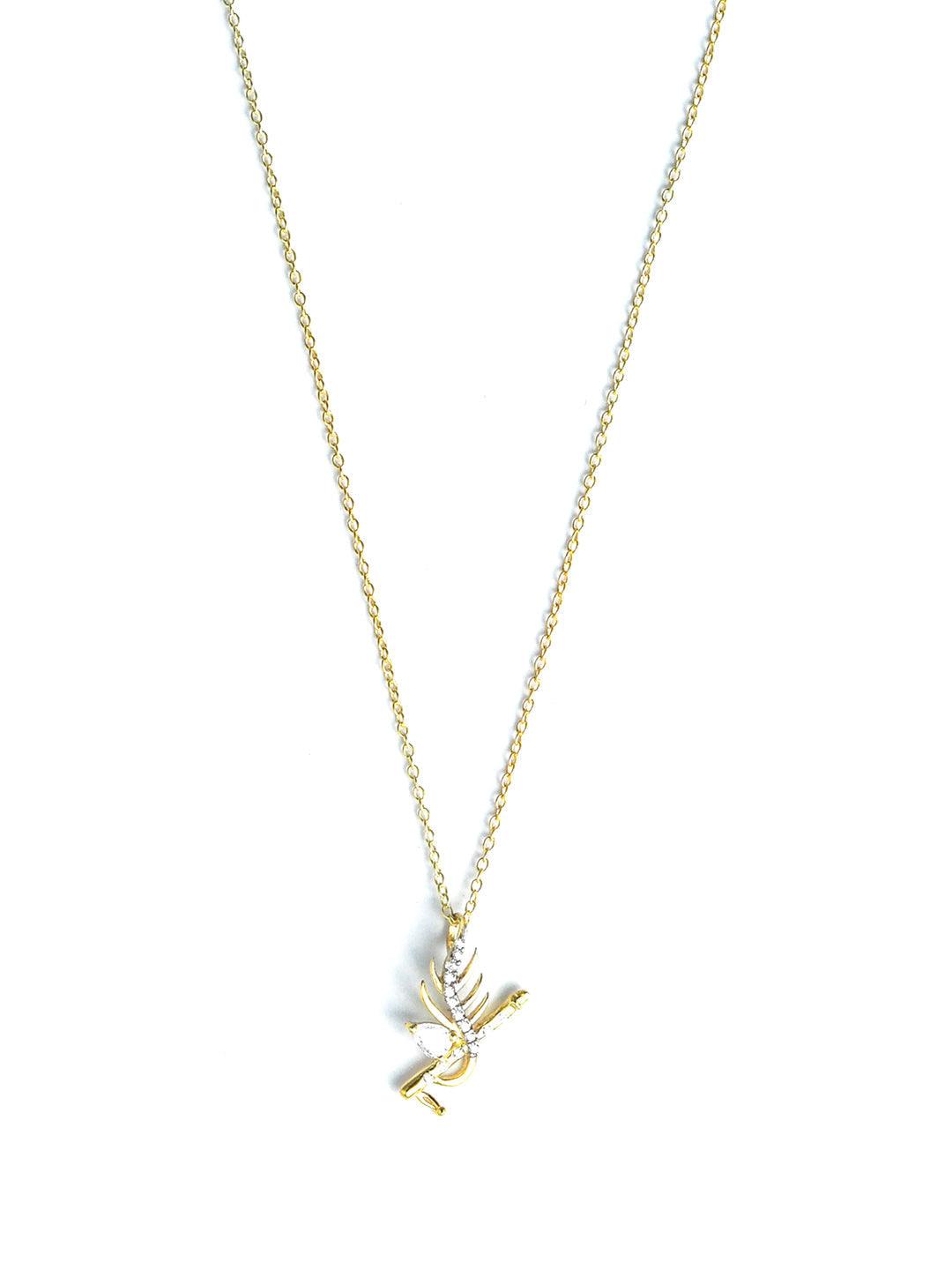 Women's Sterling Silver American Diamond Gold Plated Flute Pendant Necklace - Priyaasi - Indiakreations