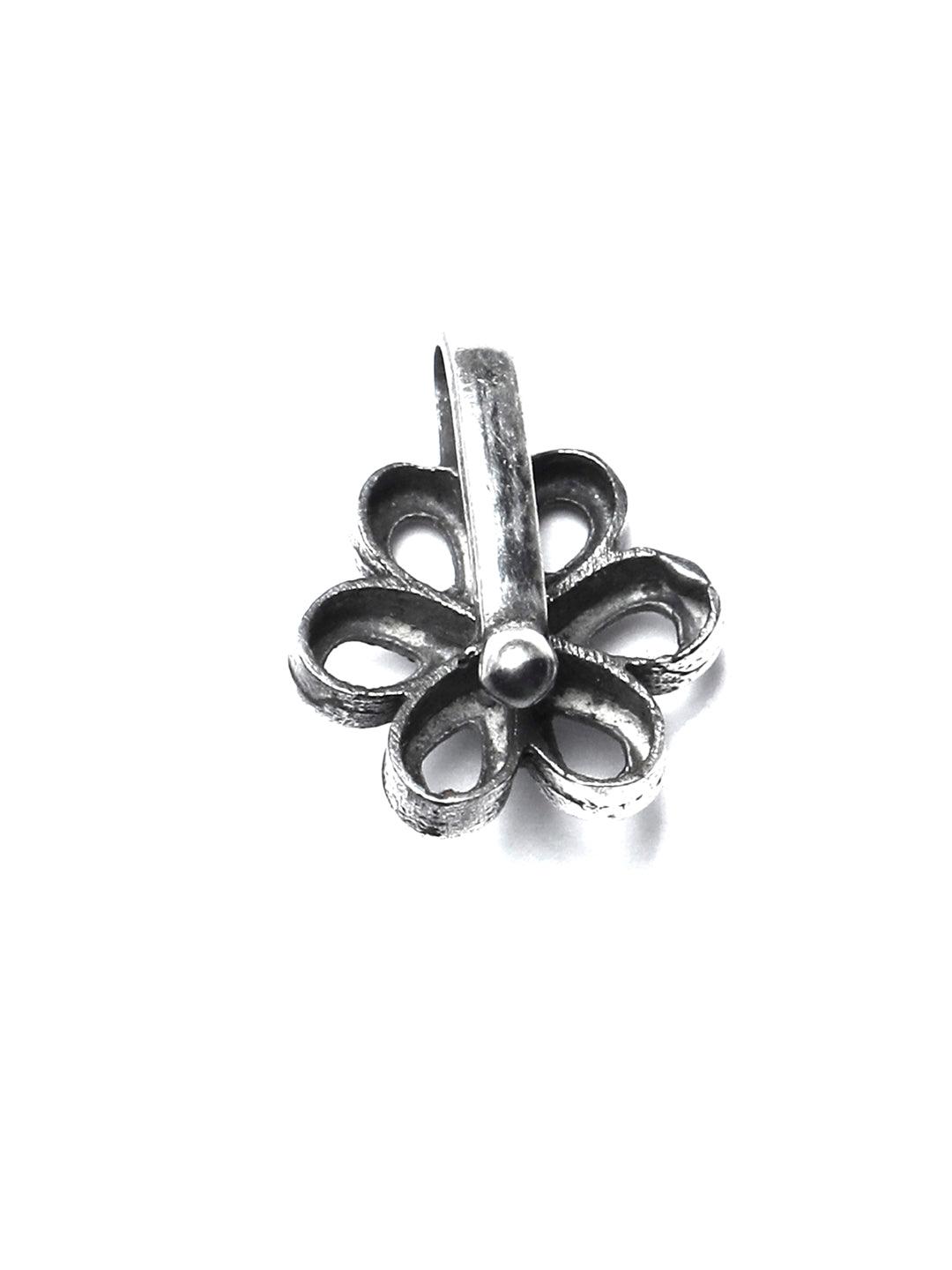 Women's Oxidised Silver Enchanting Floral Nose Pin- Priyaasi - Indiakreations