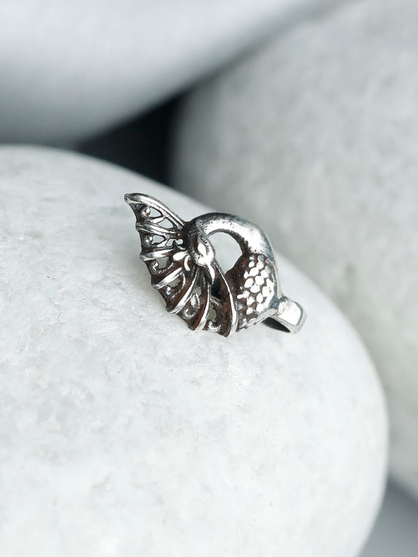 Women's Oxidised Silver Peacock Nose Pin- Priyaasi