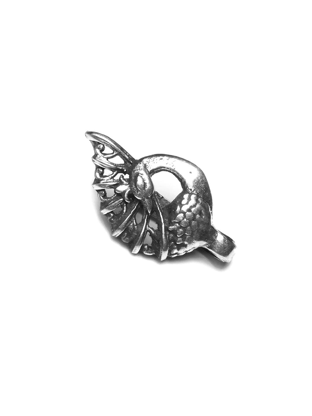 Women's Oxidised Silver Peacock Nose Pin- Priyaasi - Indiakreations