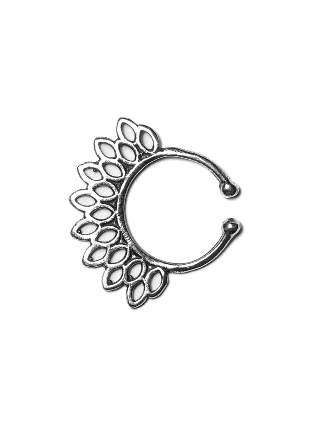 Women's Oxidised Silver Tribal Septum Nose Ring - Priyaasi - Indiakreations