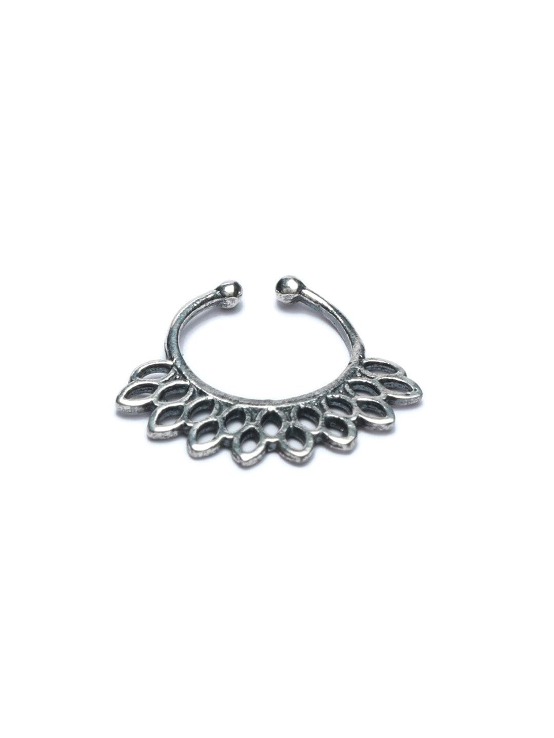 Women's Oxidised Silver Tribal Septum Nose Ring - Priyaasi - Indiakreations