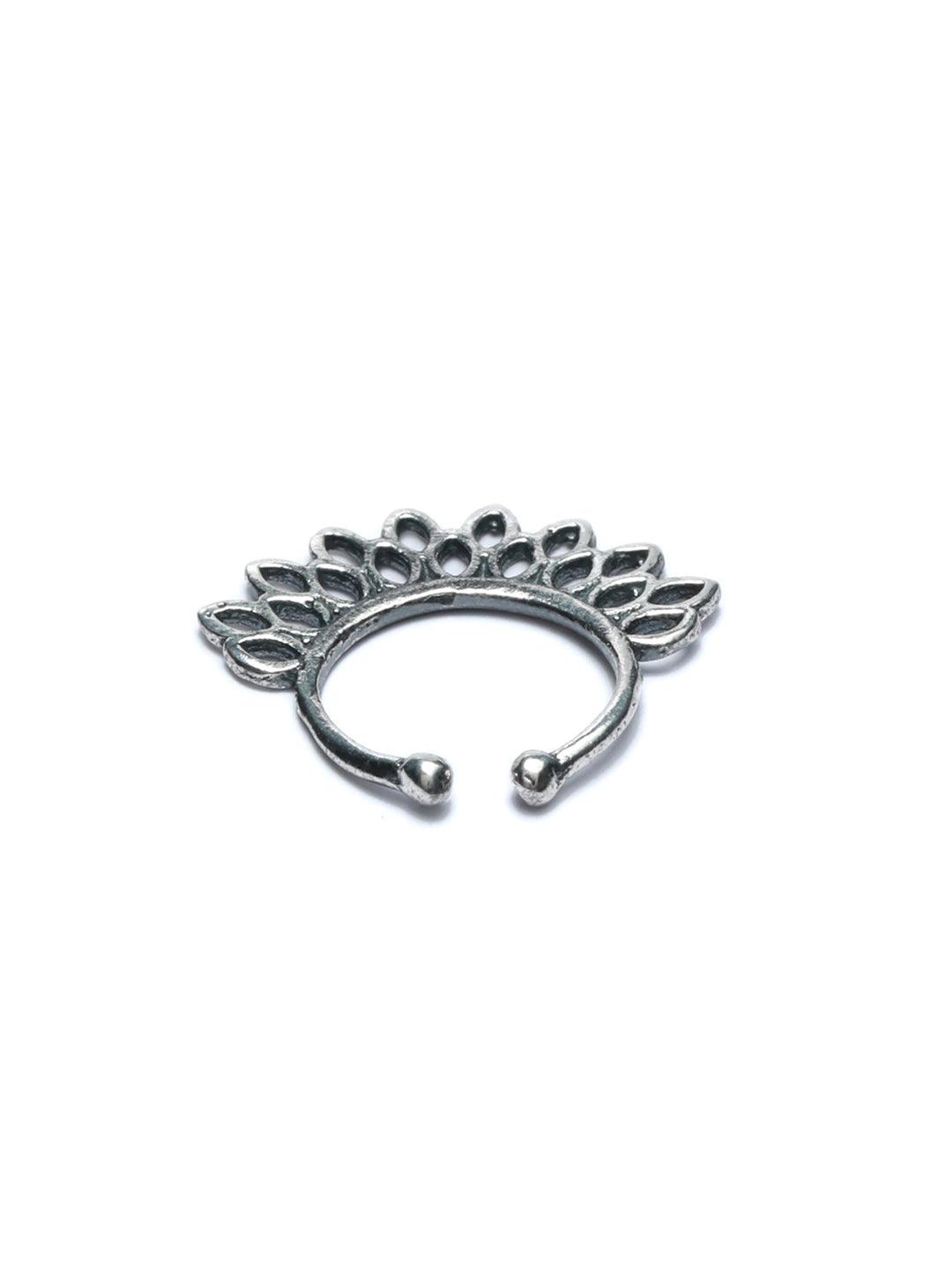 Women's Oxidised Silver Tribal Septum Nose Ring - Priyaasi - Indiakreations