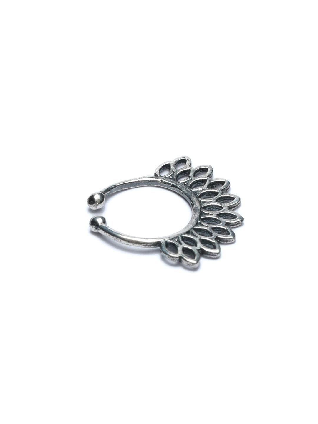 Women's Oxidised Silver Tribal Septum Nose Ring - Priyaasi - Indiakreations