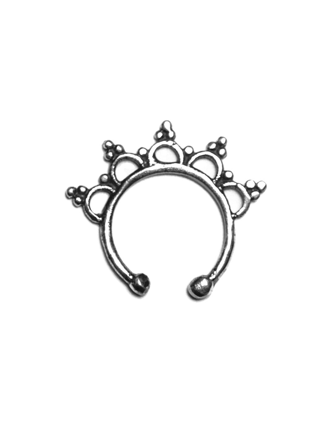 Women's Oxidised Silver Vintage Septum Nose Ring - Priyaasi - Indiakreations