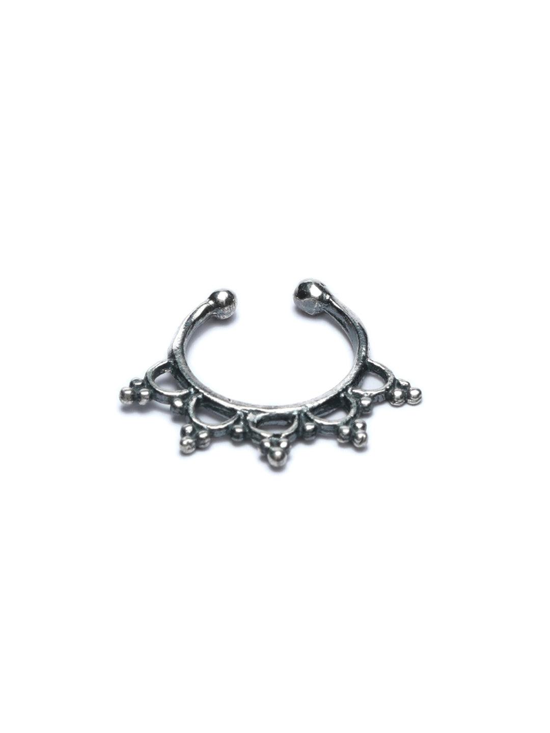 Women's Oxidised Silver Vintage Septum Nose Ring - Priyaasi - Indiakreations