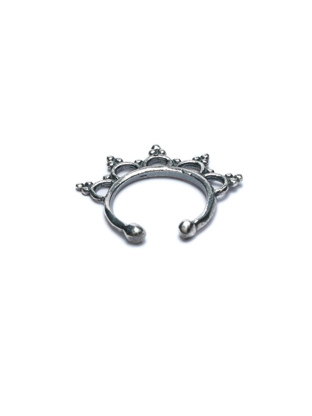 Women's Oxidised Silver Vintage Septum Nose Ring - Priyaasi - Indiakreations