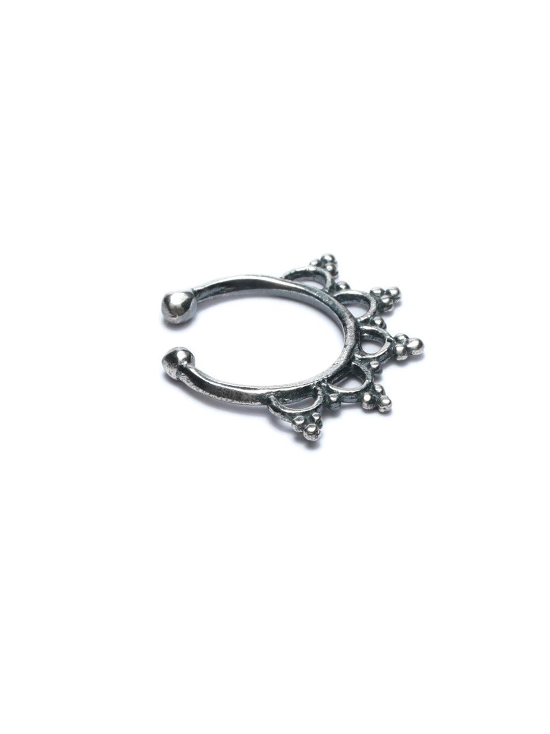 Women's Oxidised Silver Vintage Septum Nose Ring - Priyaasi - Indiakreations