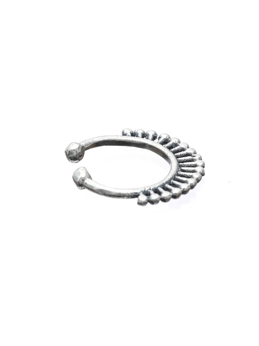 Women's Oxidised Silver Spark Pattern Septum Nose Ring - Priyaasi - Indiakreations