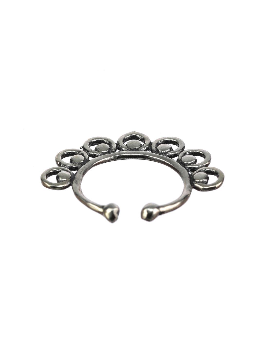 Women's Boho Oxidised Silver Septum Nose Ring - Priyaasi - Indiakreations