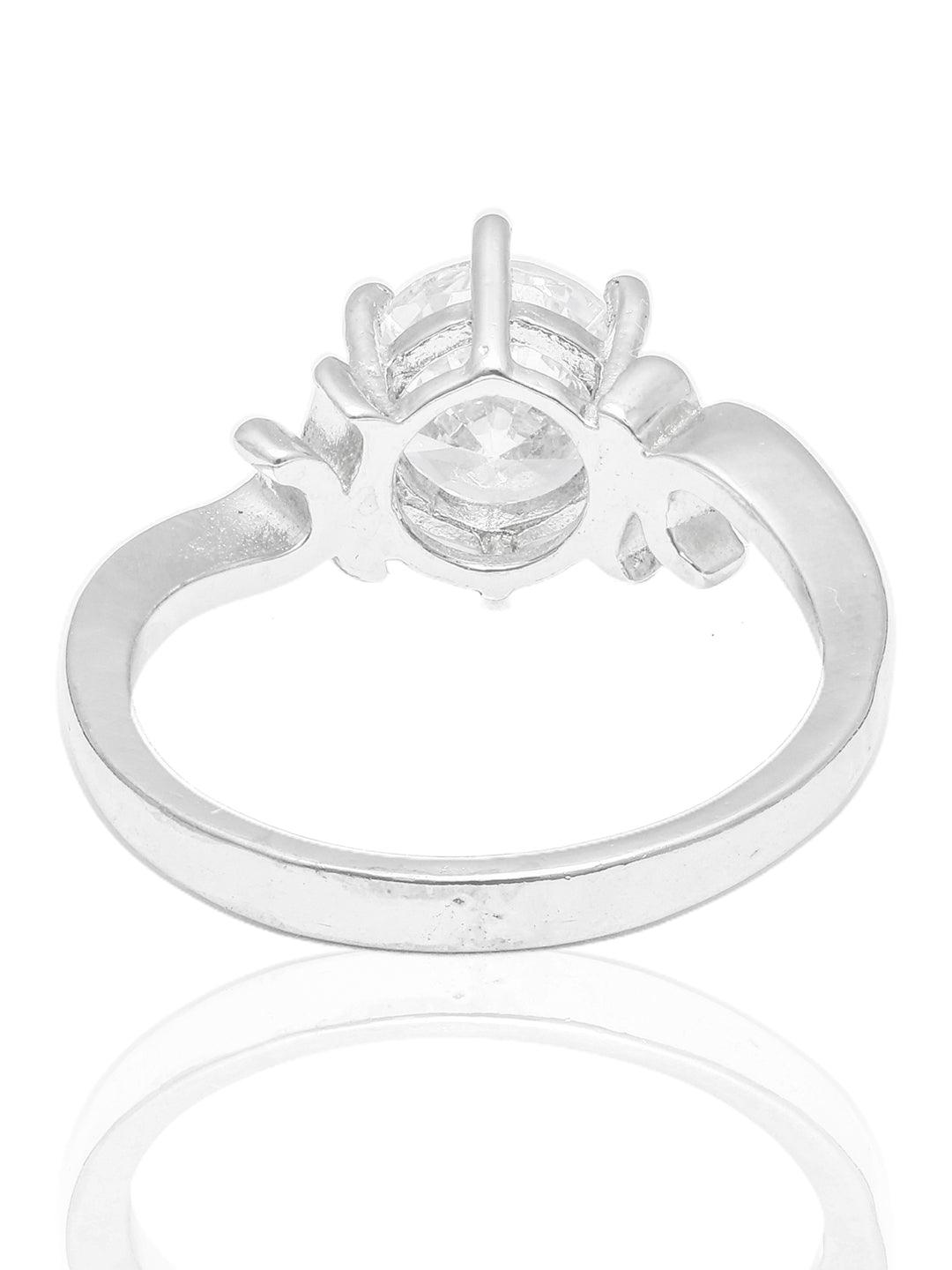 Women's Sparkle & Swirl Solitaire Sterling Silver Ring - Priyaasi - Indiakreations