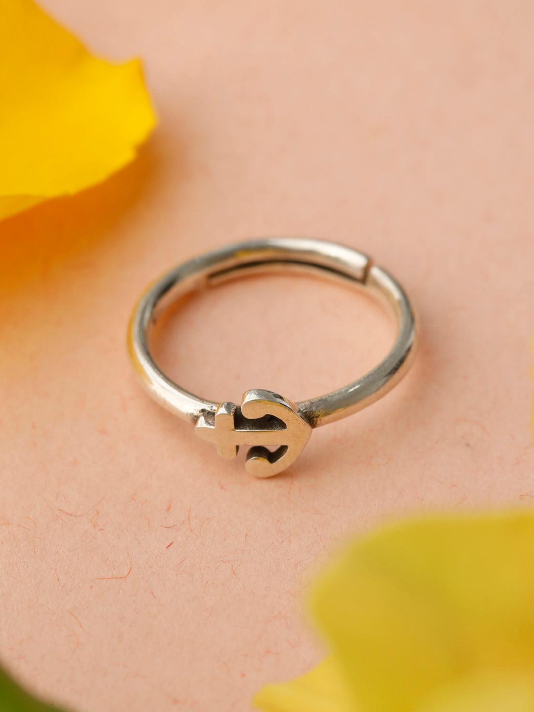 Women's Anchor Motif Sterling Silver Ring - Priyaasi - Indiakreations