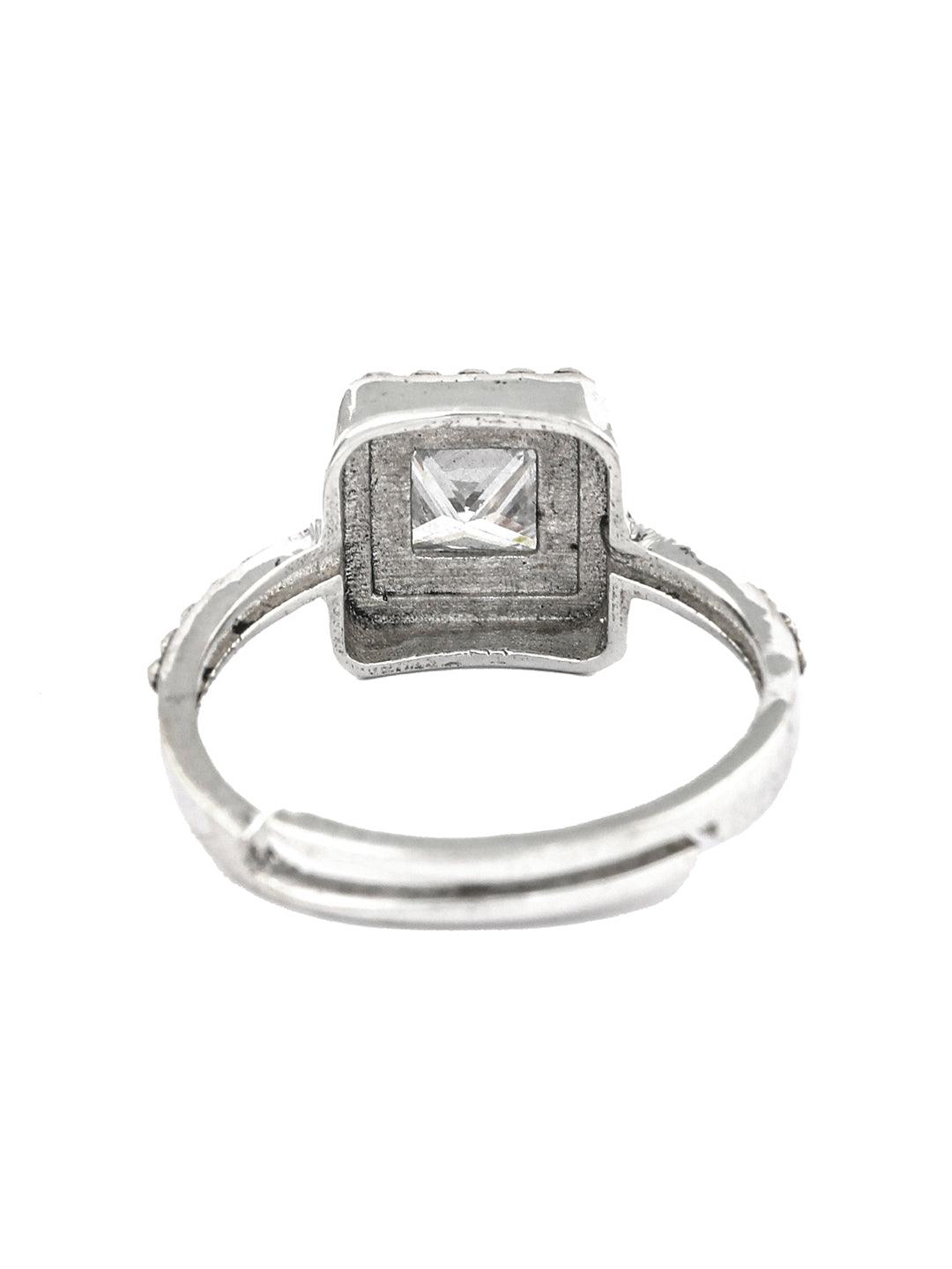 Women's Oxidised Silver Solitaire Ring- Priyaasi - Indiakreations