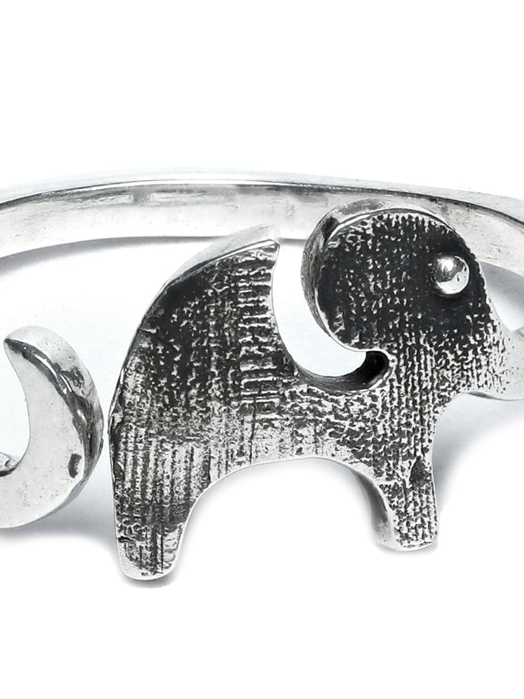 Women's Oxidised Silver Elephant Ring- Priyaasi - Indiakreations