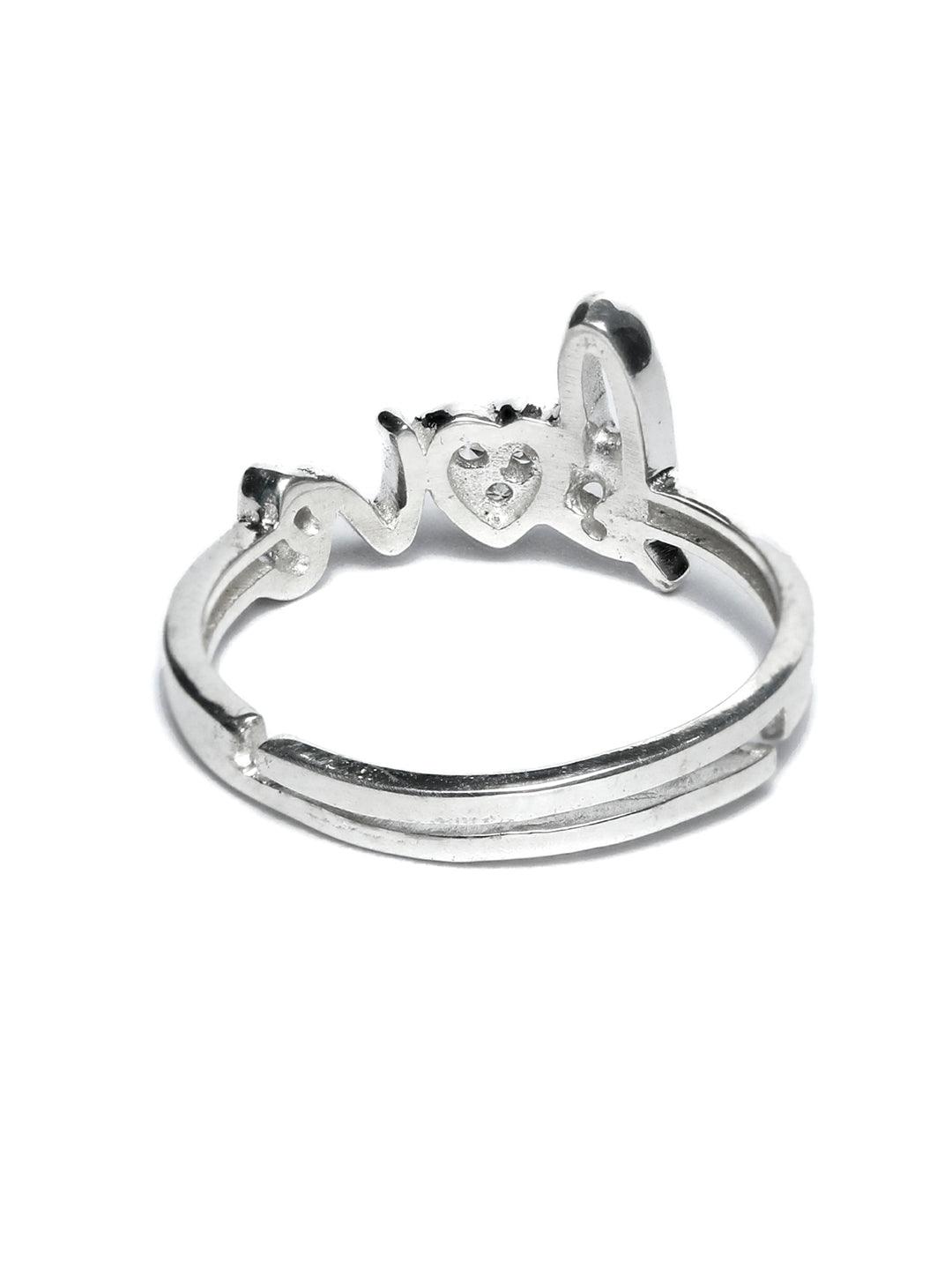 Women's Sterling Silver Stone Studded Love Ring- Priyaasi - Indiakreations