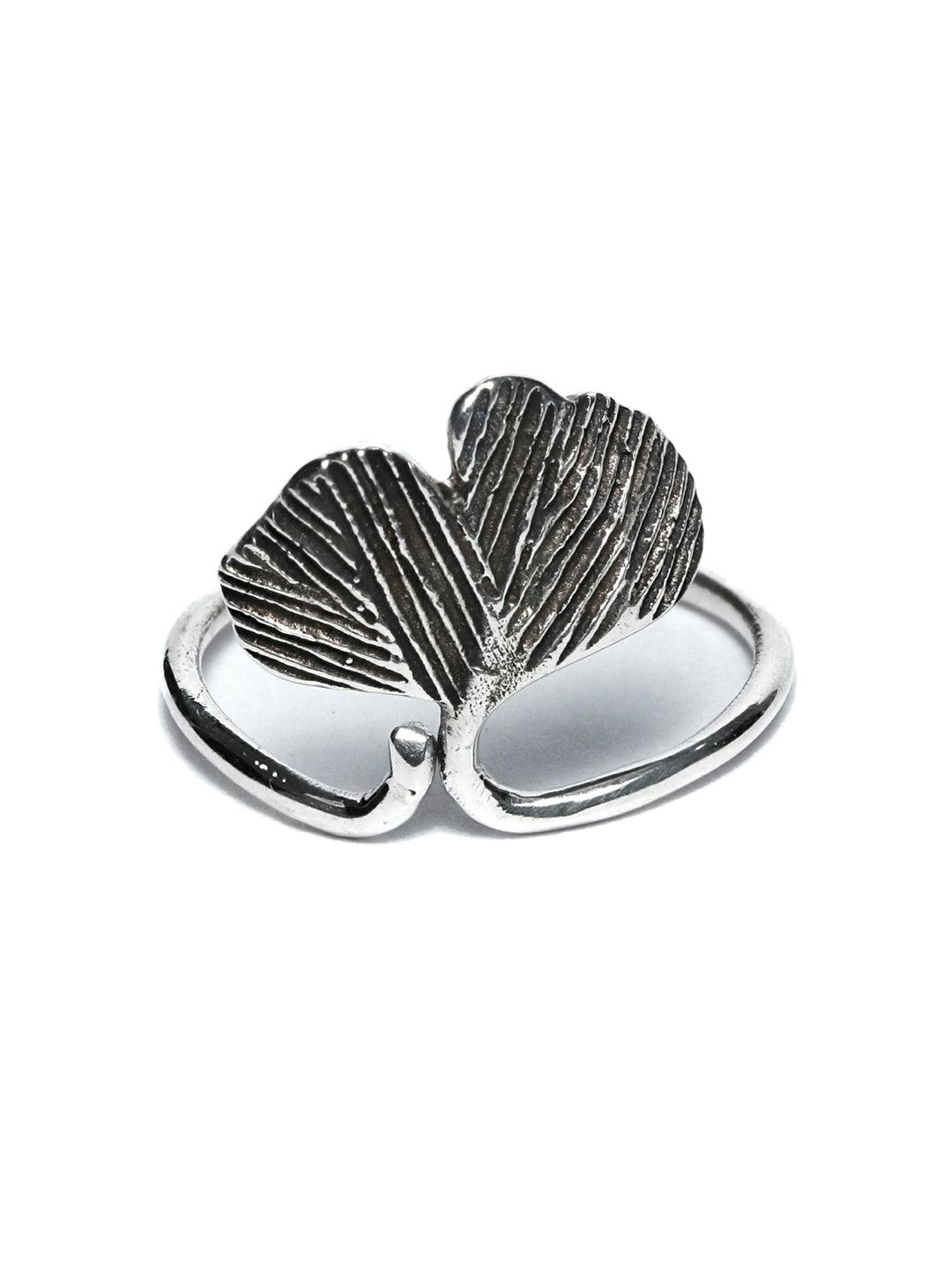 Women's Oxidised Silver Leaf Ring- Priyaasi - Indiakreations