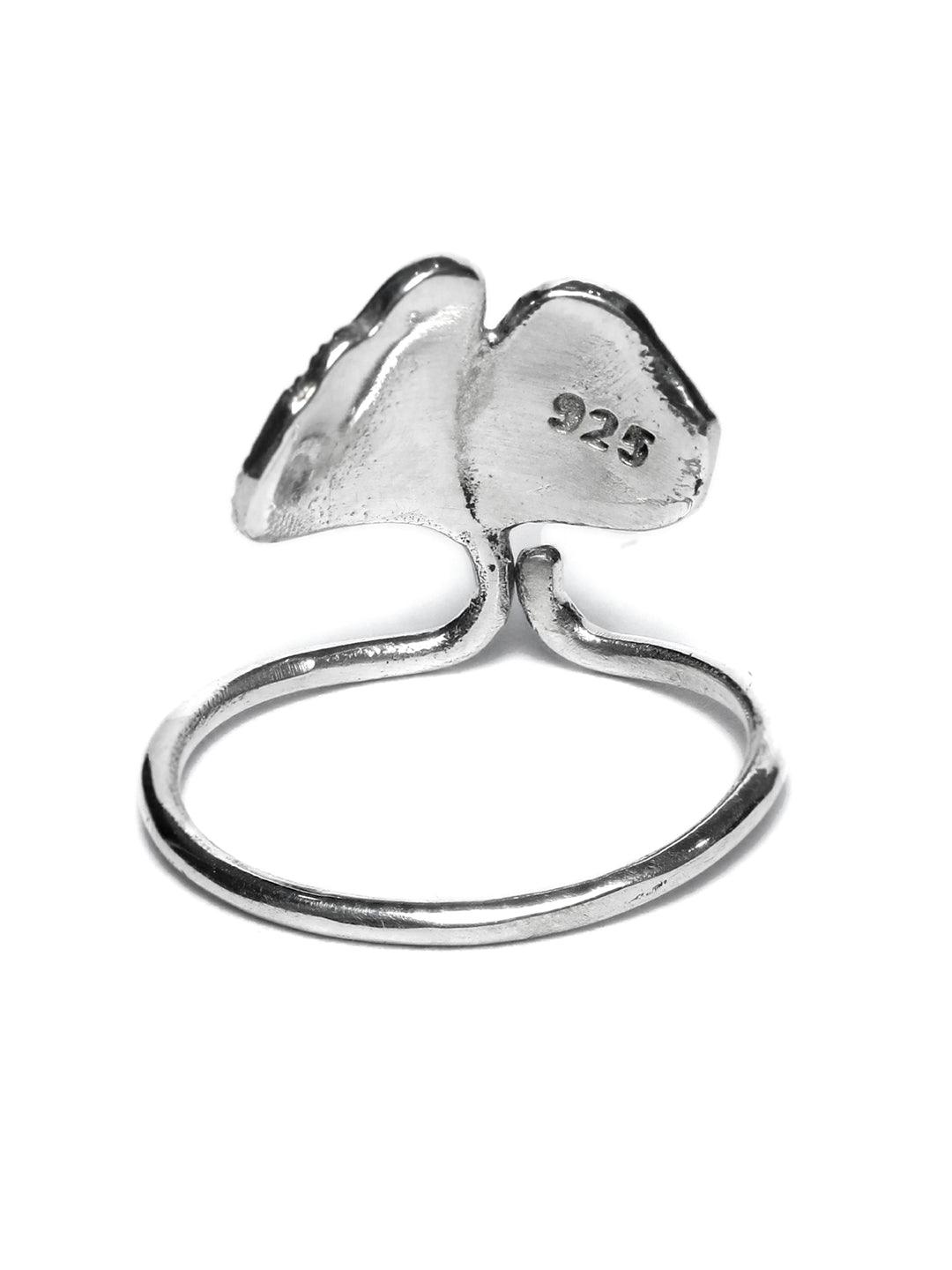 Women's Oxidised Silver Leaf Ring- Priyaasi - Indiakreations