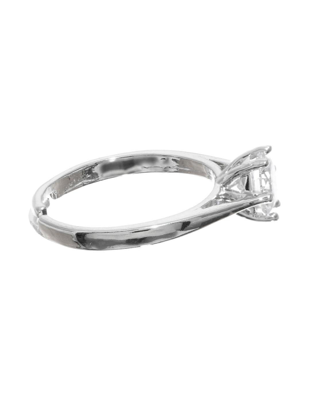 Women's Elegant Sterling Silver Solitaire Ring - Priyaasi - Indiakreations