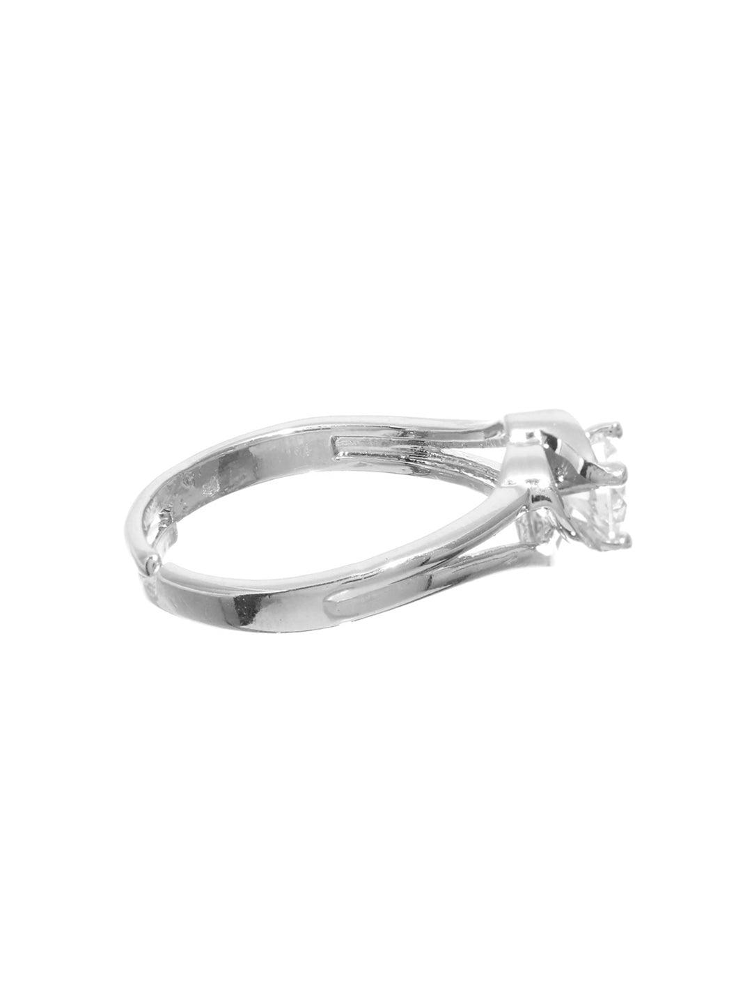 Women's Elegant Sterling Silver Solitaire Ring - Priyaasi - Indiakreations