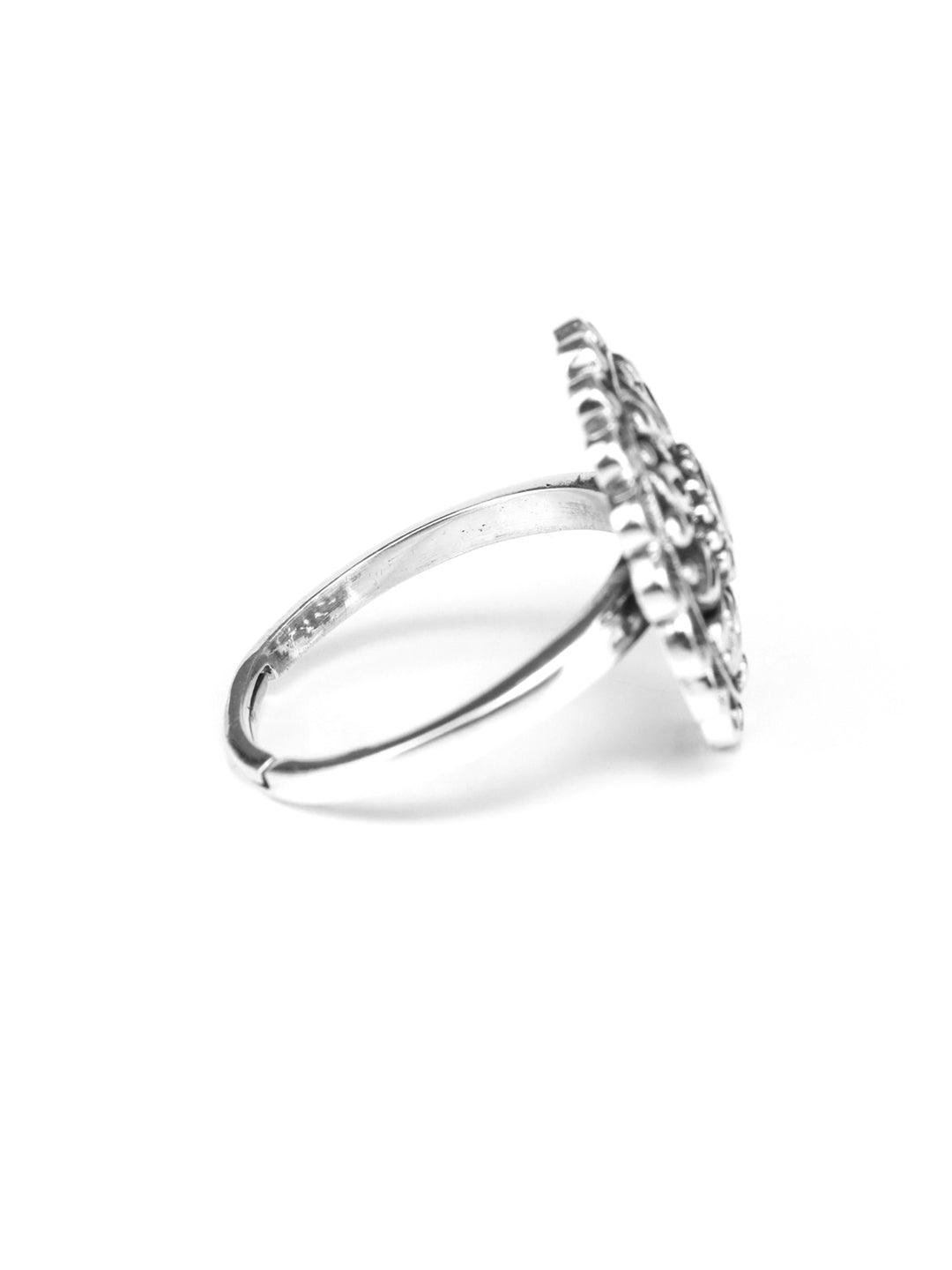 Women's American Diamond Studded Heart Sterling Silver Ring - Priyaasi - Indiakreations