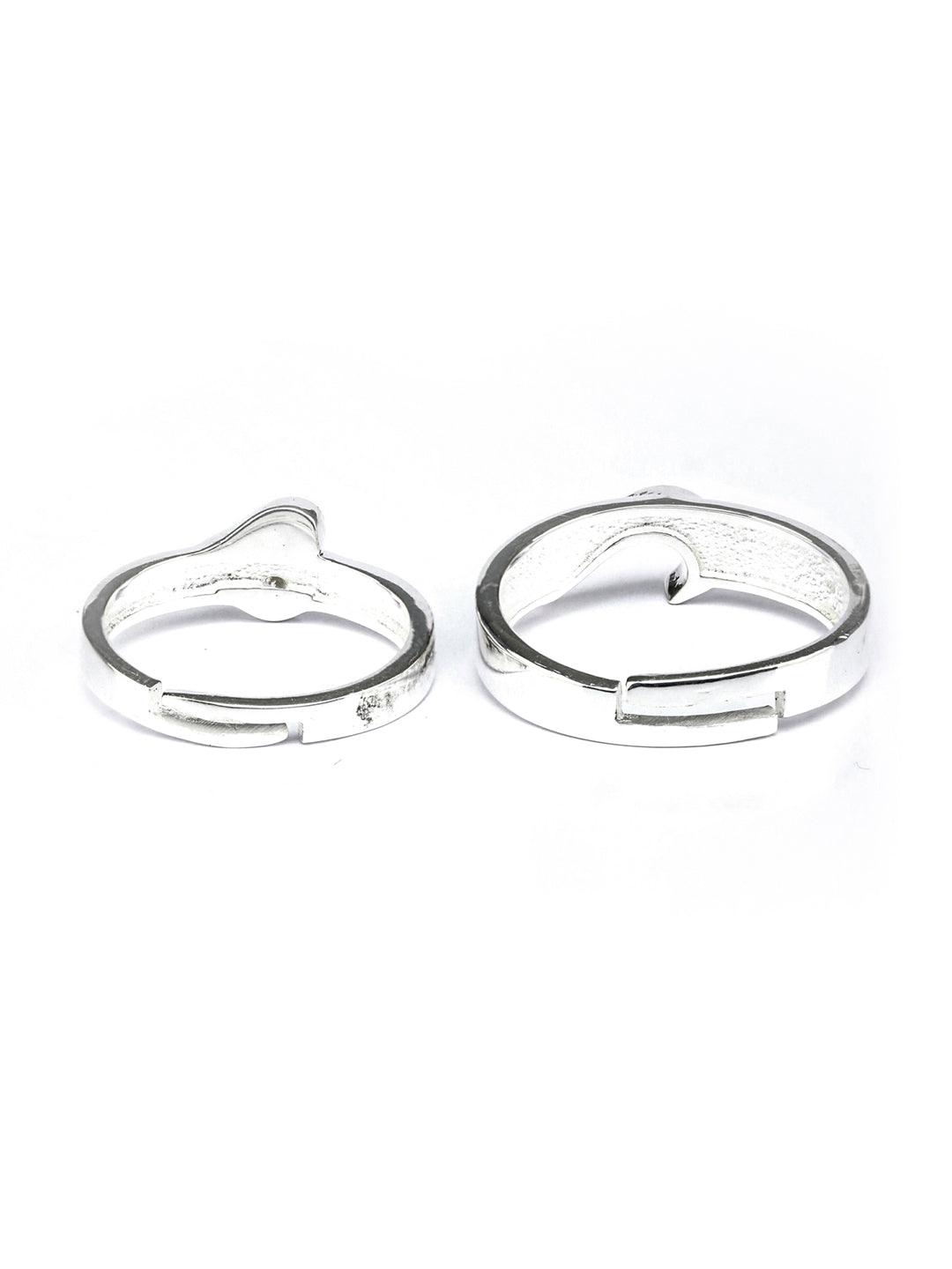 Women's His & Her Heart Sterling Silver Couple Rings - Priyaasi - Indiakreations