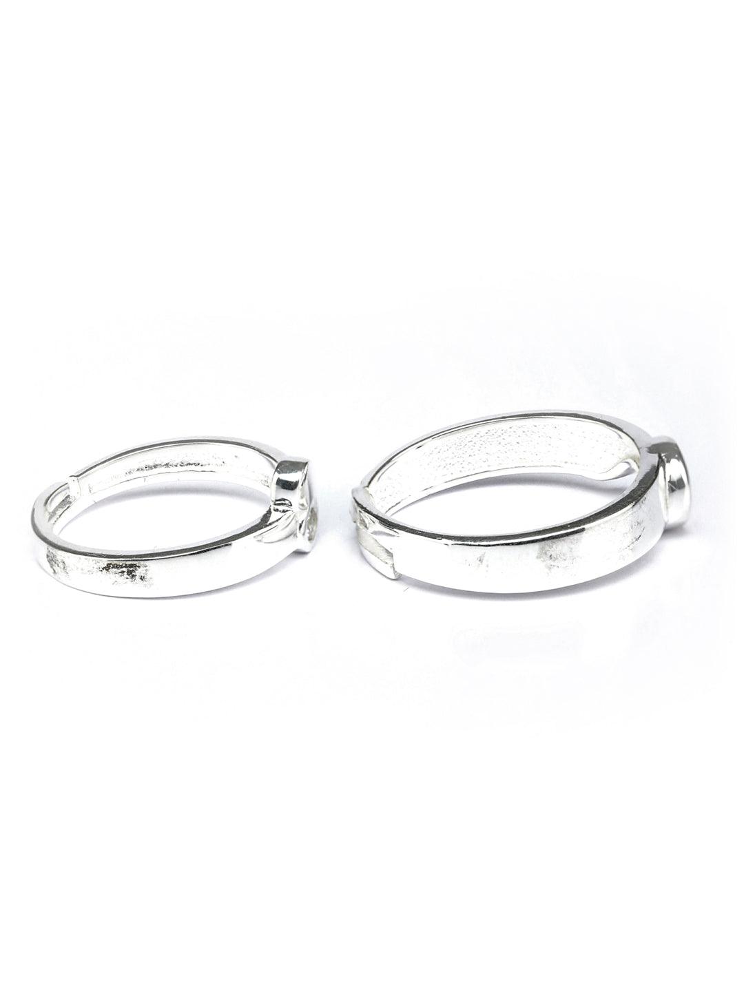 Women's His & Her Heart Sterling Silver Couple Rings - Priyaasi - Indiakreations