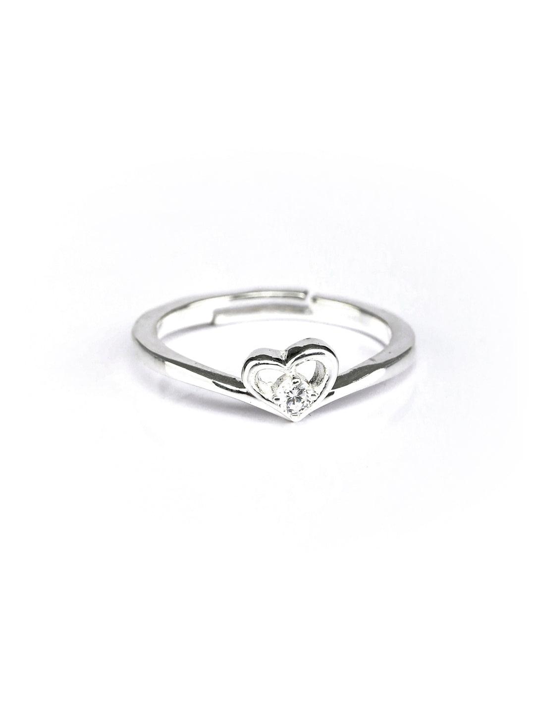 Women's Sparkling Heart Sterling Silver Ring - Priyaasi - Indiakreations