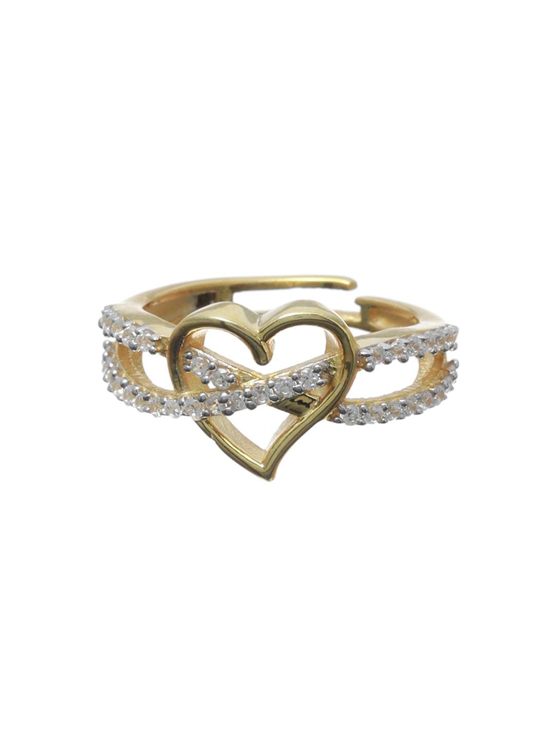 Women's Sparking Heart Gold Plated Sterling Silver Ring - Priyaasi - Indiakreations