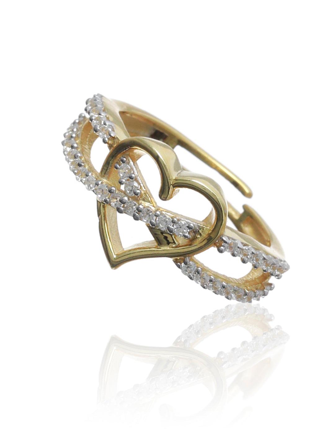 Women's Sparking Heart Gold Plated Sterling Silver Ring - Priyaasi - Indiakreations