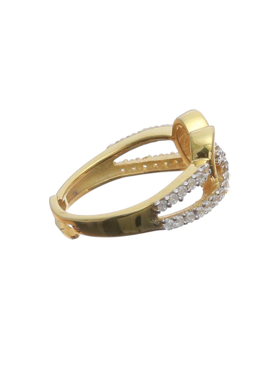 Women's Sparking Heart Gold Plated Sterling Silver Ring - Priyaasi - Indiakreations