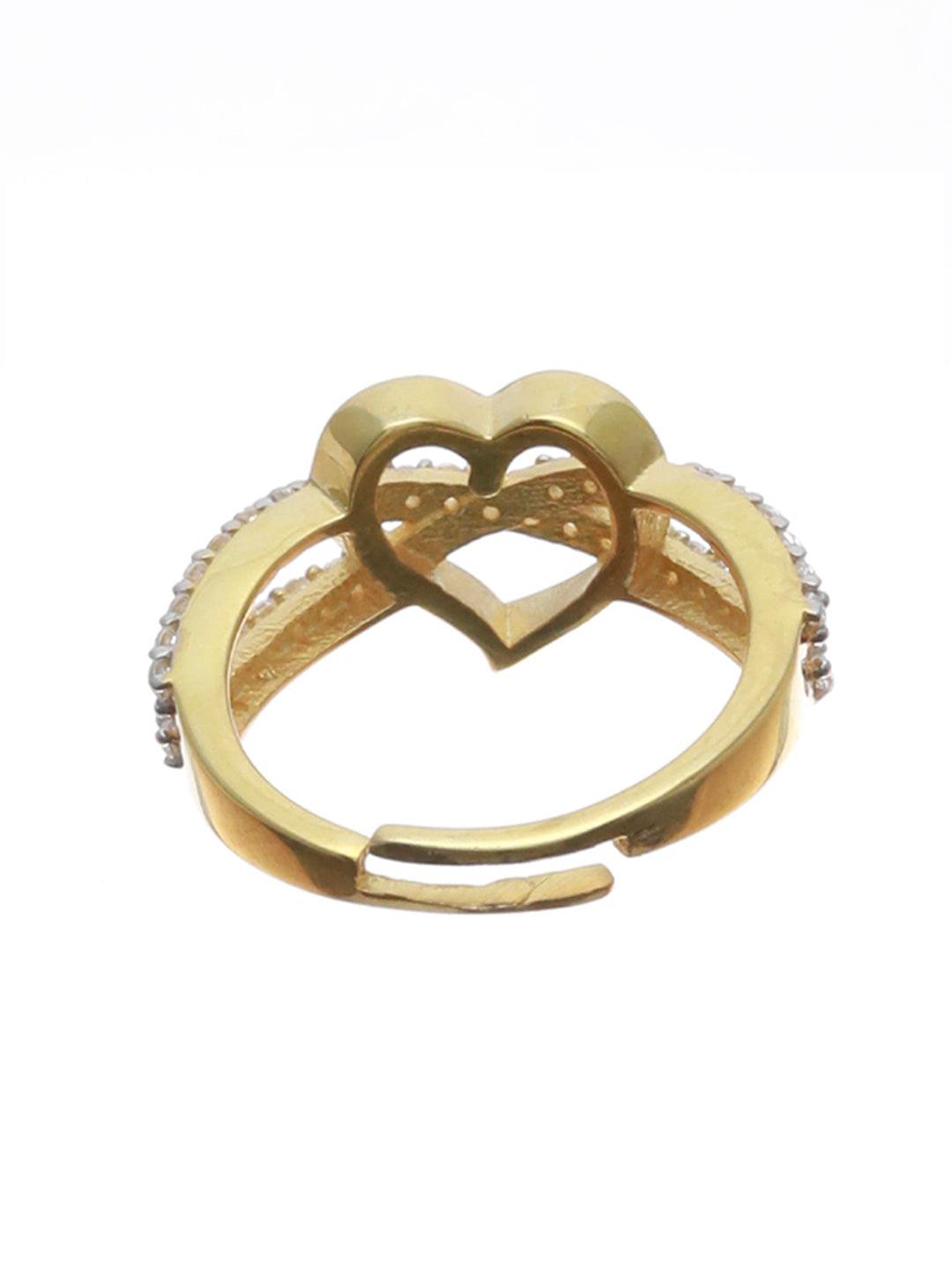 Women's Sparking Heart Gold Plated Sterling Silver Ring - Priyaasi - Indiakreations