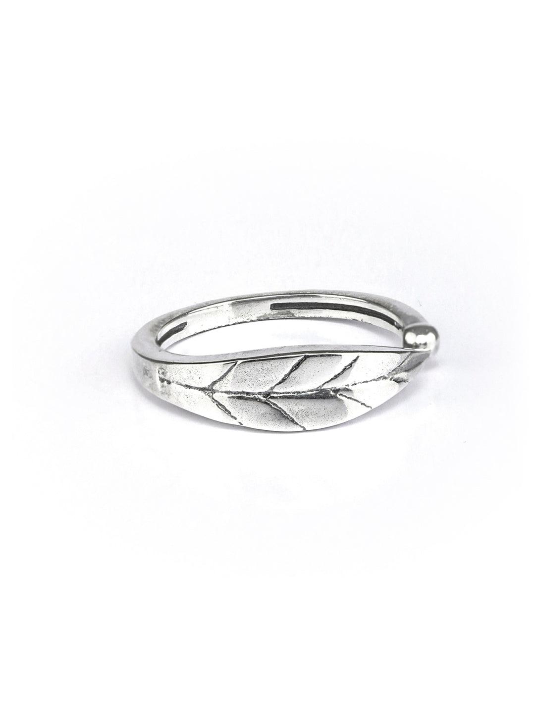 Women's Sterling Silver Leaf Adjustable Ring - Priyaasi - Indiakreations