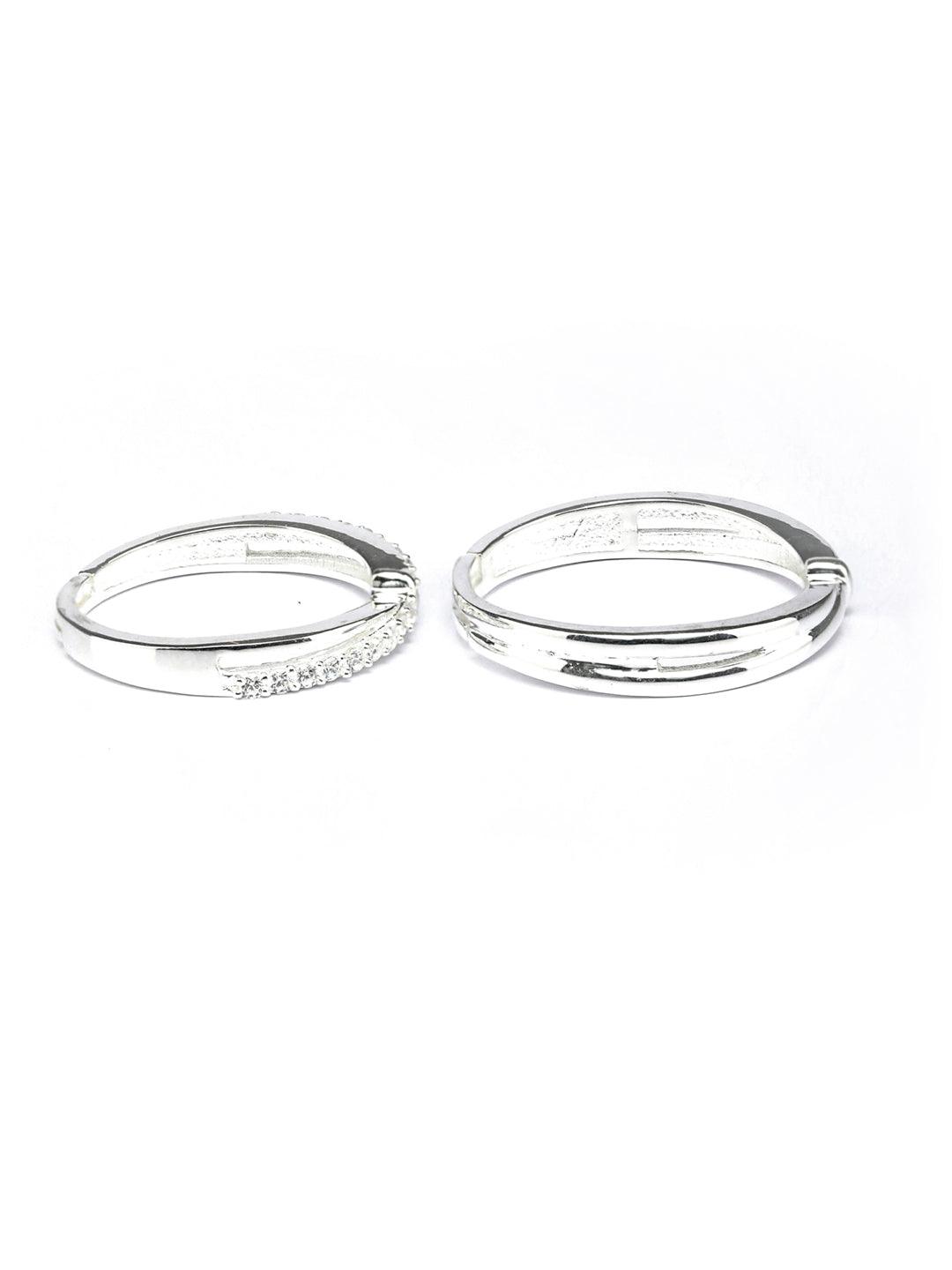 Women's Love Flaps-Zircon Studded Sterling Silver Couple Rings - Priyaasi - Indiakreations