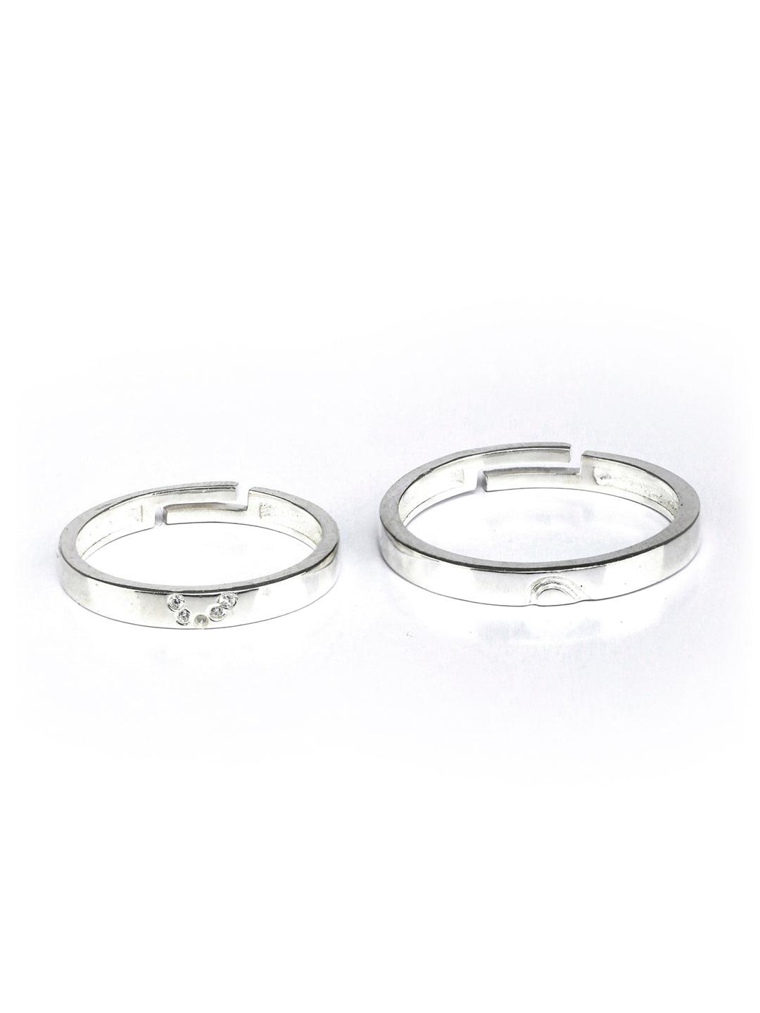 Women's Heart Engraved Sterling Silver Couple Rings - Priyaasi - Indiakreations