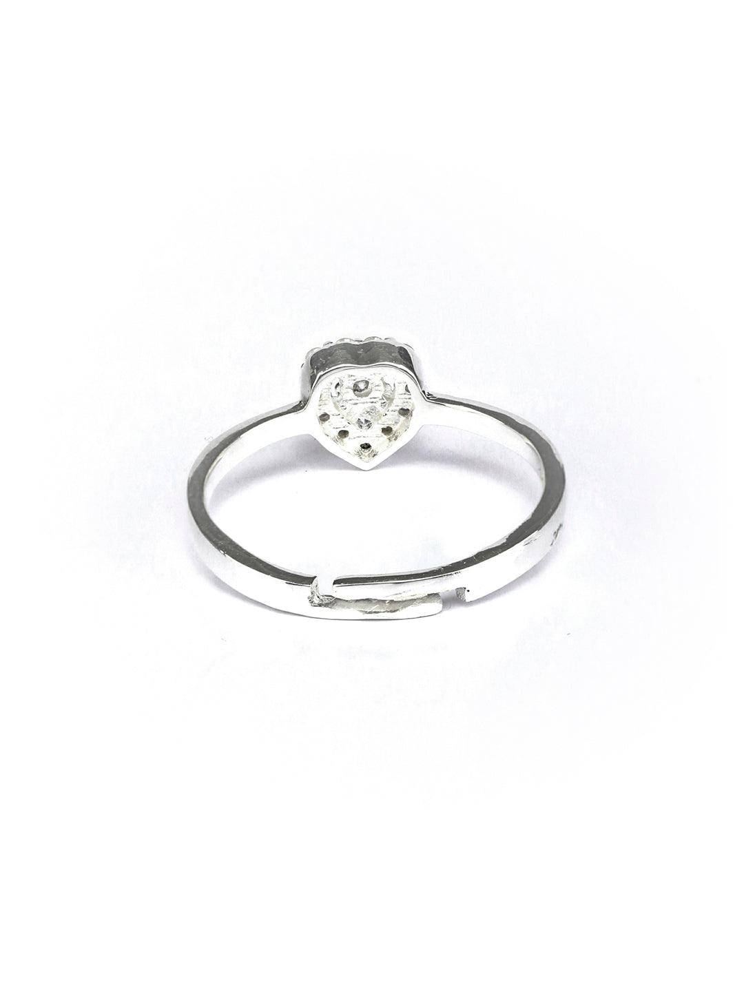 Women's Mini Heart Zircon Studded Sterling Silver Ring - Priyaasi - Indiakreations