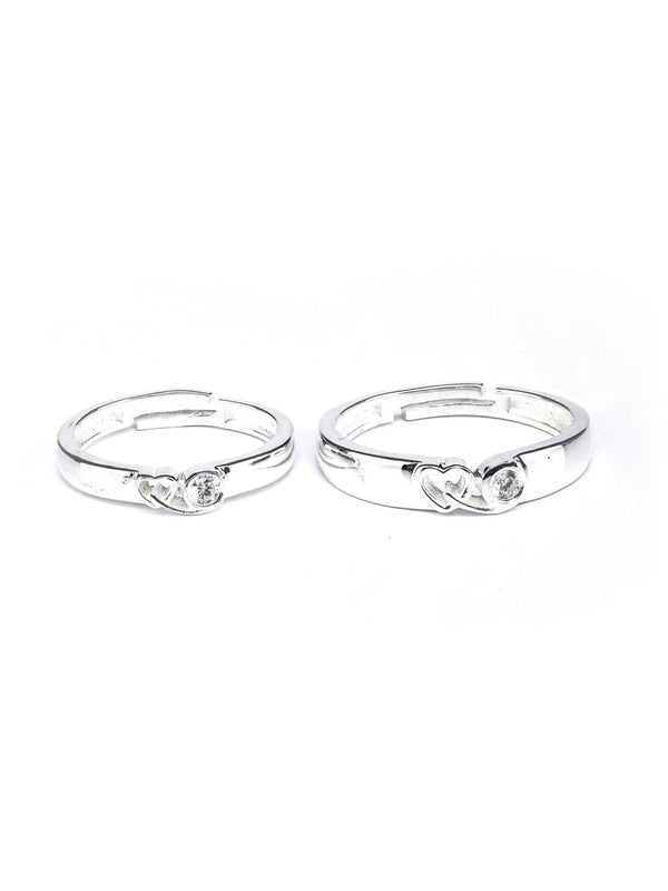 Women's Sparkling Forever Heart Sterling Silver Couple Rings - Priyaasi - Indiakreations